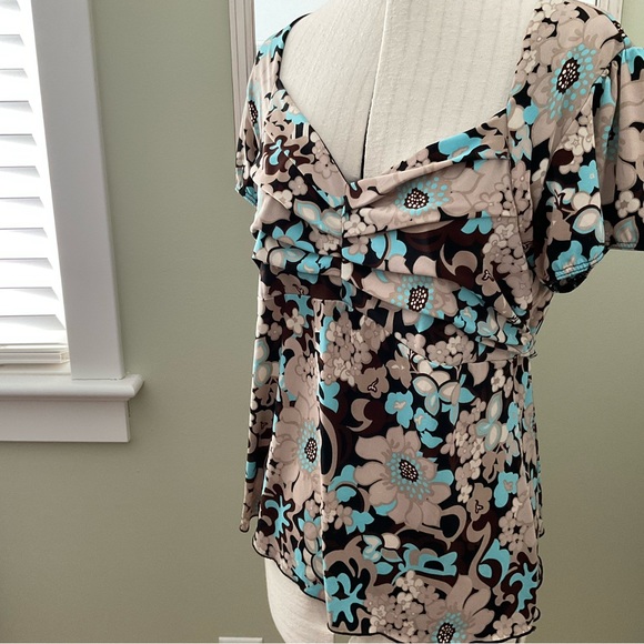 LAURA TEAL MUTI COLOUR FLORAL TOP - Picture 1 of 11